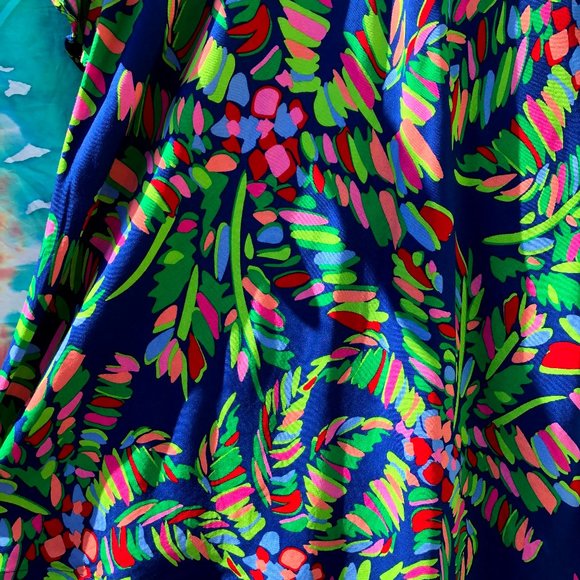 SOLD! Escapada Living Susan Dress, Emerald Jungle, Large - Picture 4 of 7